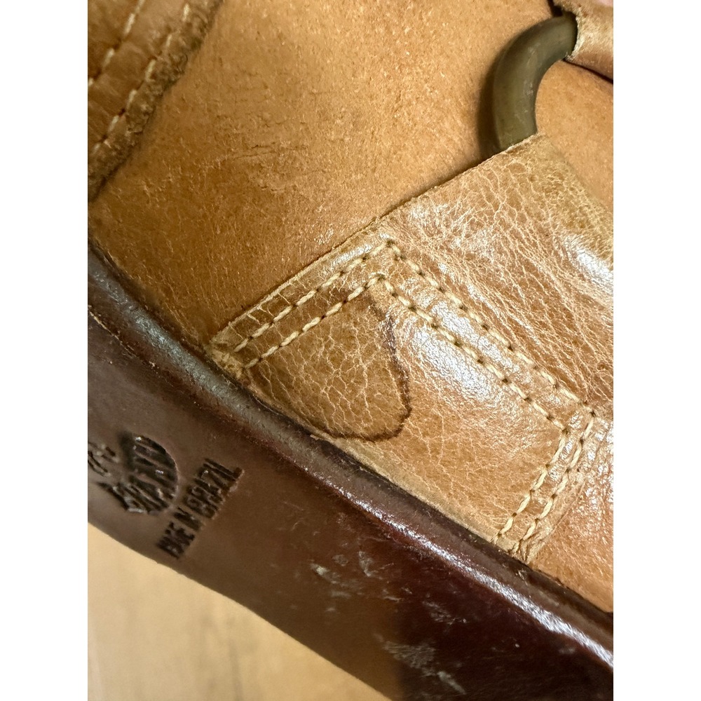 Vintage Circles Tan Leather Western Slingback Mules Size 7 Boho Cowgirl Heels - Picture 7 of 8